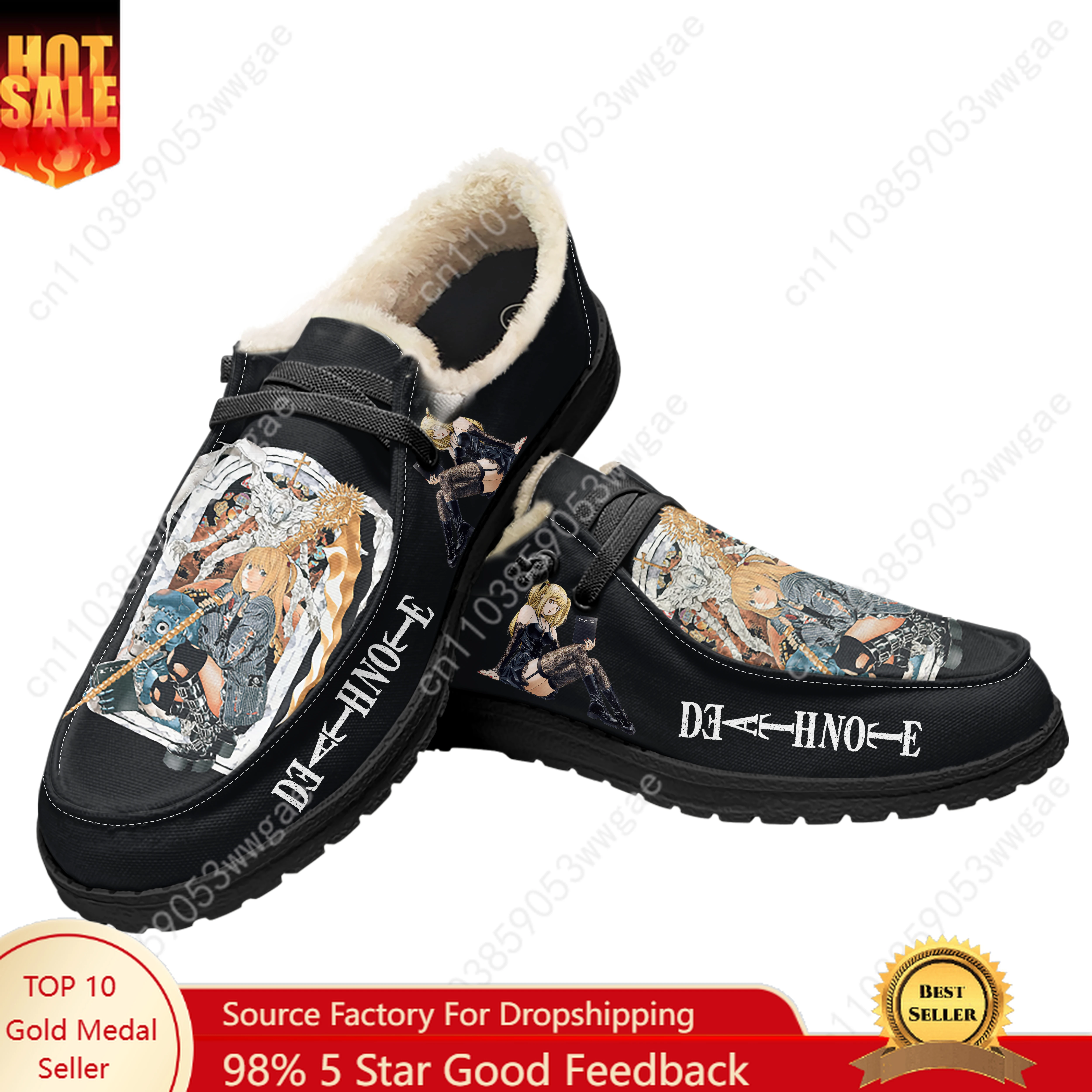 

Death Note Velvet Flat Shoes Man Women Fashion Warm Casual Shoe Indoor Outdoor Light Shoe Couple Cartoon Customized Couple Shoes