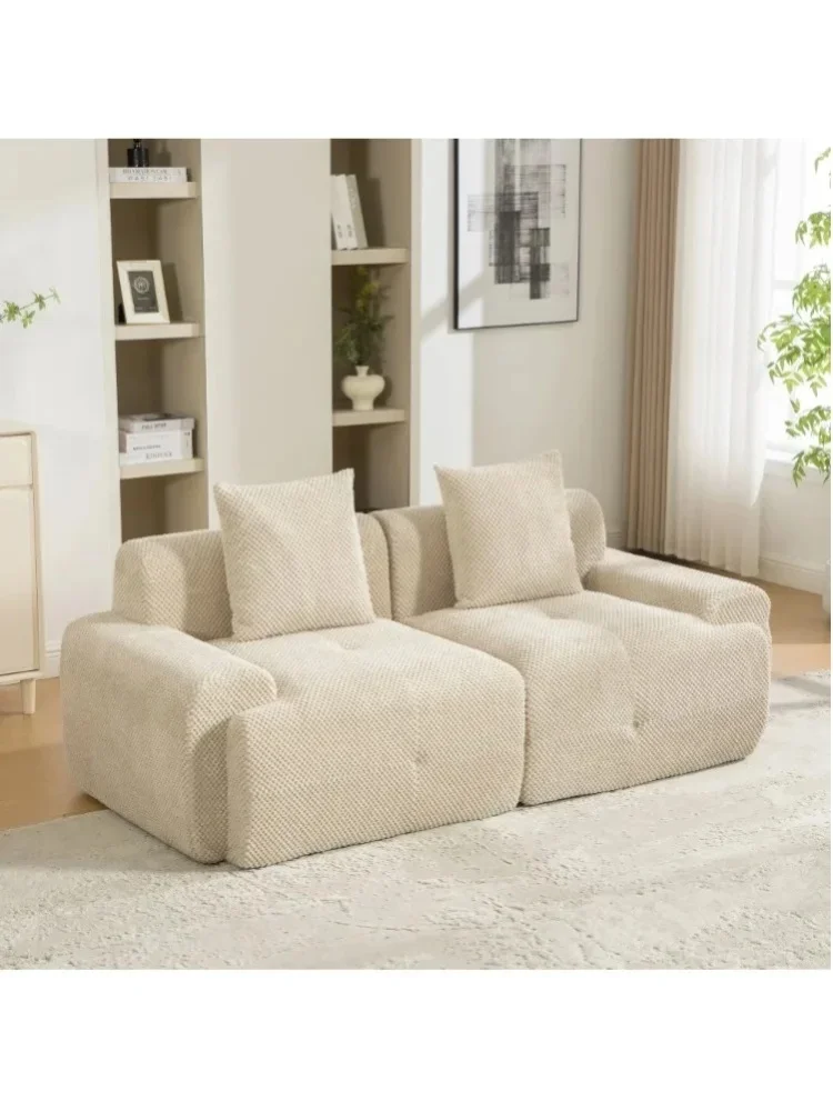 2-Sitzer Modulares Kompressionssofa, Doppelsitzer-Couch mit weichem Chenille-Stoff, 30D hochelastische Schaumstofffüllung, leichte Struktur, leicht zu bewegen, rutschfeste Basis für Stabilität,