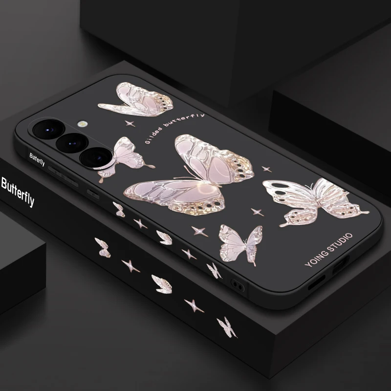 Crystal Butterfly Case For Samsung Galaxy S25 S24 S23 S22 Ultra S21 S20 FE A15 A25 A52 A53 A54 A55 A56 5G Silicone Cover Capa
