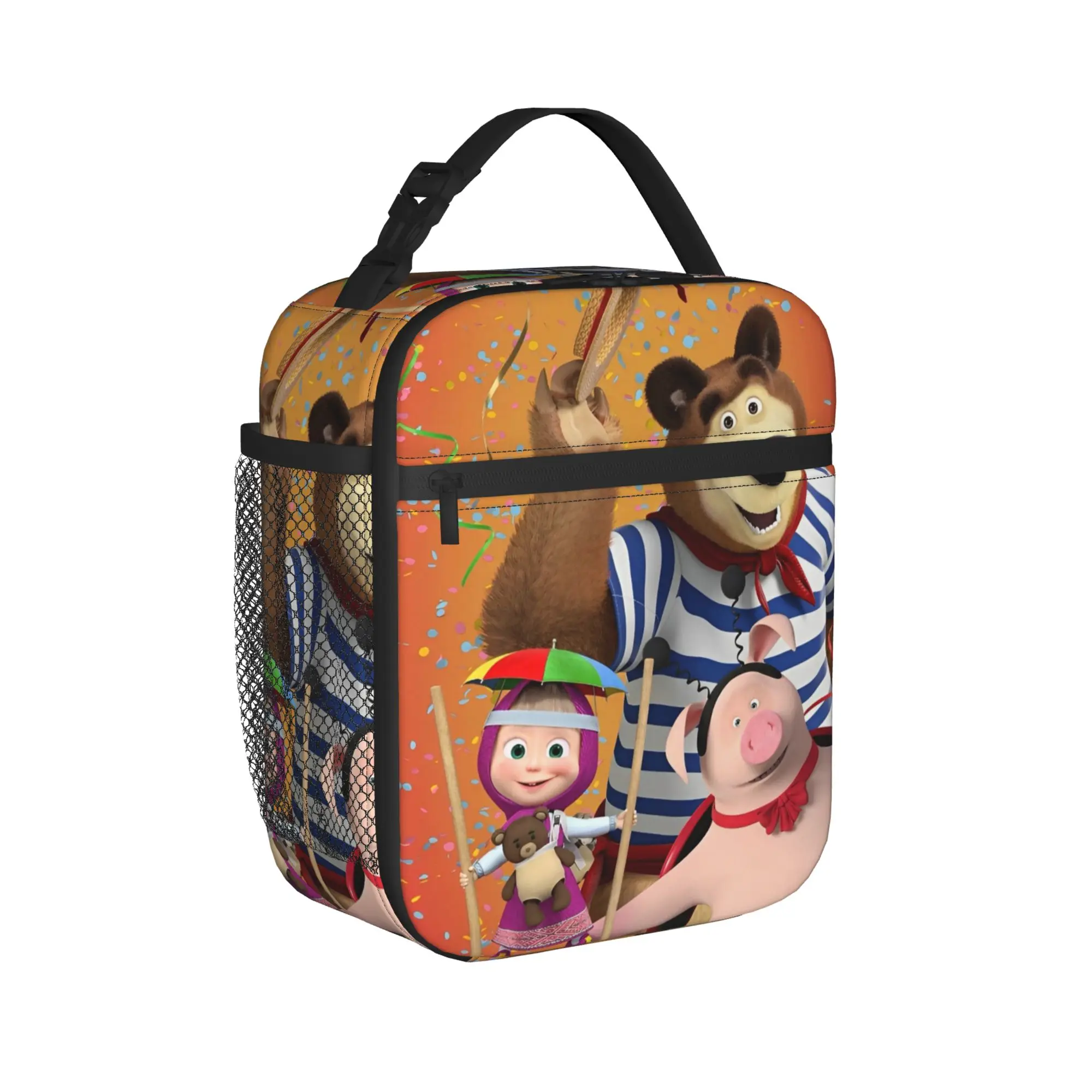 Happy Monday M-Masha And Bear Insulated Lunch Bags Thermal Bag Reusable,Meal Container Portable Tote Lunch Box Food Handbags