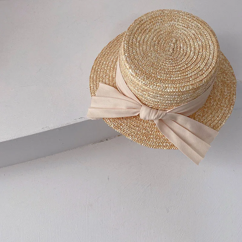 Korea Baby Straw Hat 2024 Kids Sun Hats Sun Protection Caps Children Panama Caps Kids Outdoor Travel Beach Caps