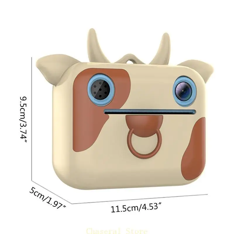 E7CE Kids Print Camera zabawka Dzieci Kreskówka Selfie Kamera cyfrowa z papierem do drukowania 2,0 -calowe IPS ekran