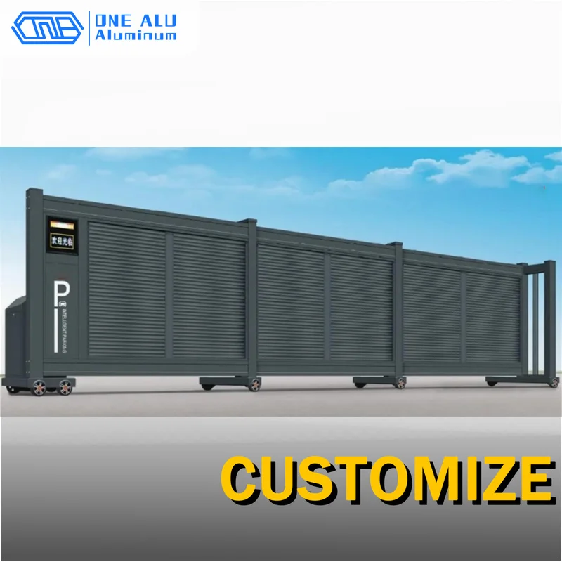 Sliding Fence Gates Automatic Driveway Gates Aluminium Modern Villa Garden Yard Patio Backyard Outdoor Privacy Metal Entrance