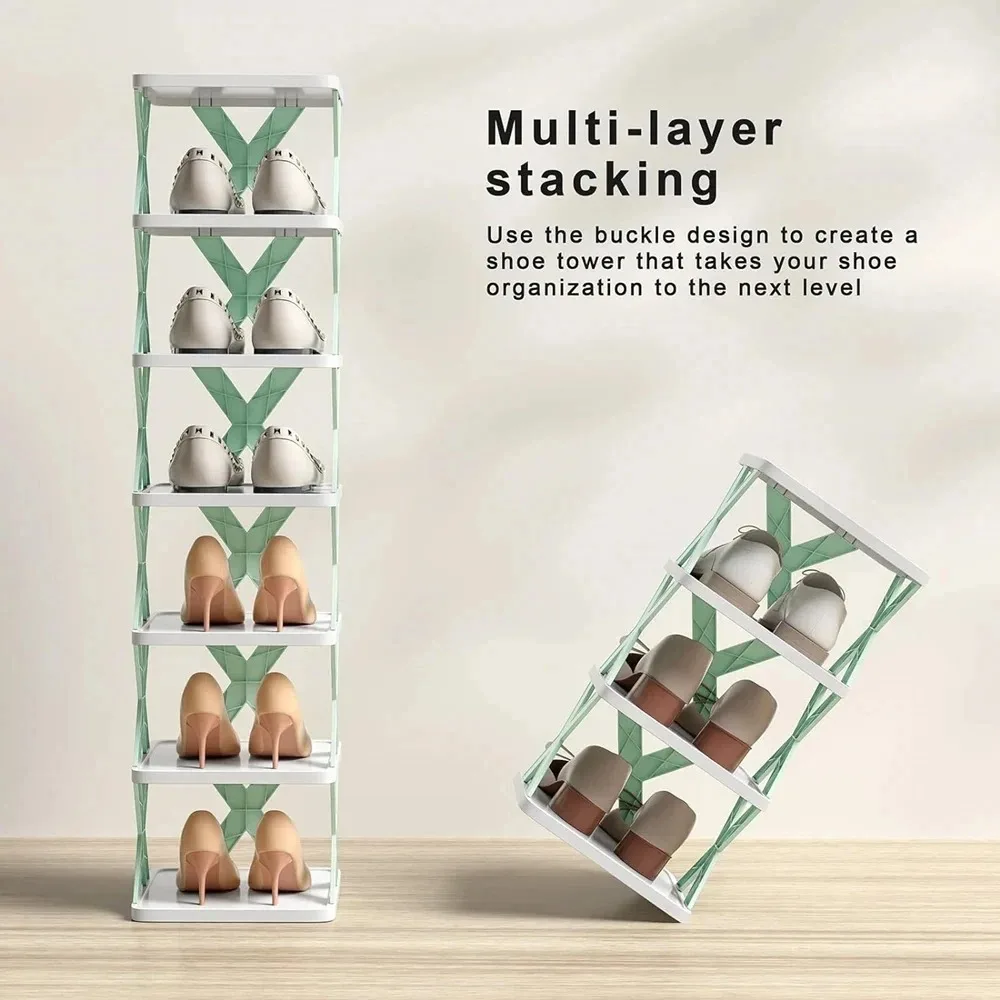 Diy Shoe Rack Multi-Layer Narrow Door Small Gap Shoes Shelf Stackable Space Saving Detachable Multi-functional Shoe Storage Rack