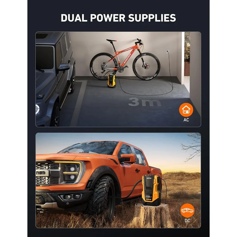 المحمولة التيار المتناوب تيار مستمر منفاخ لإطارات السيارات ضاغط الهواء لإطارات السيارات 150PSI مضخة هواء الضغط العالي مع المدمج مصباح ليد للسيارات لنا