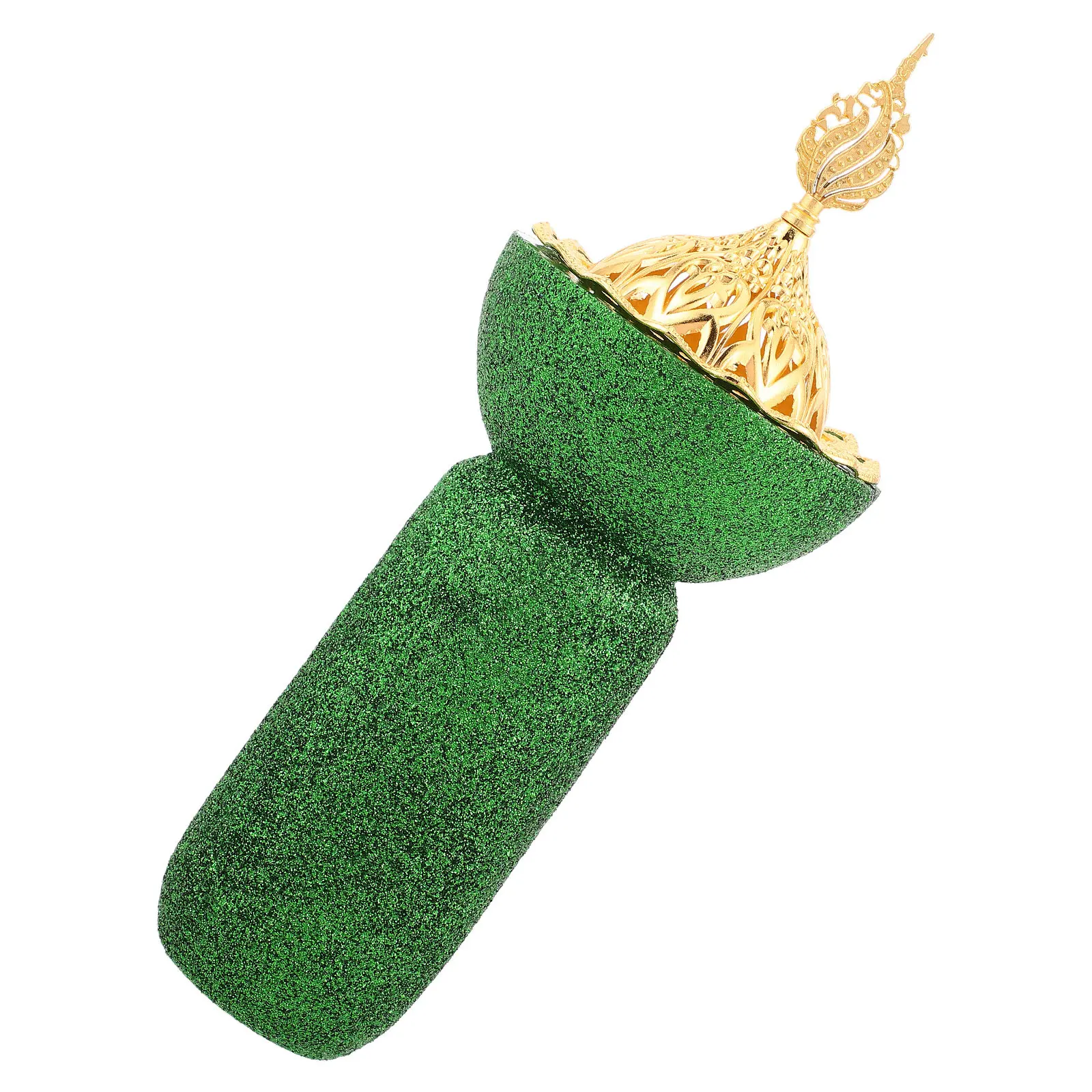 Handheld Incense Burner with Sparkling Sequined Handle Premium Ceramic Body Even Heat Dispersion for Meditation Home Altar
