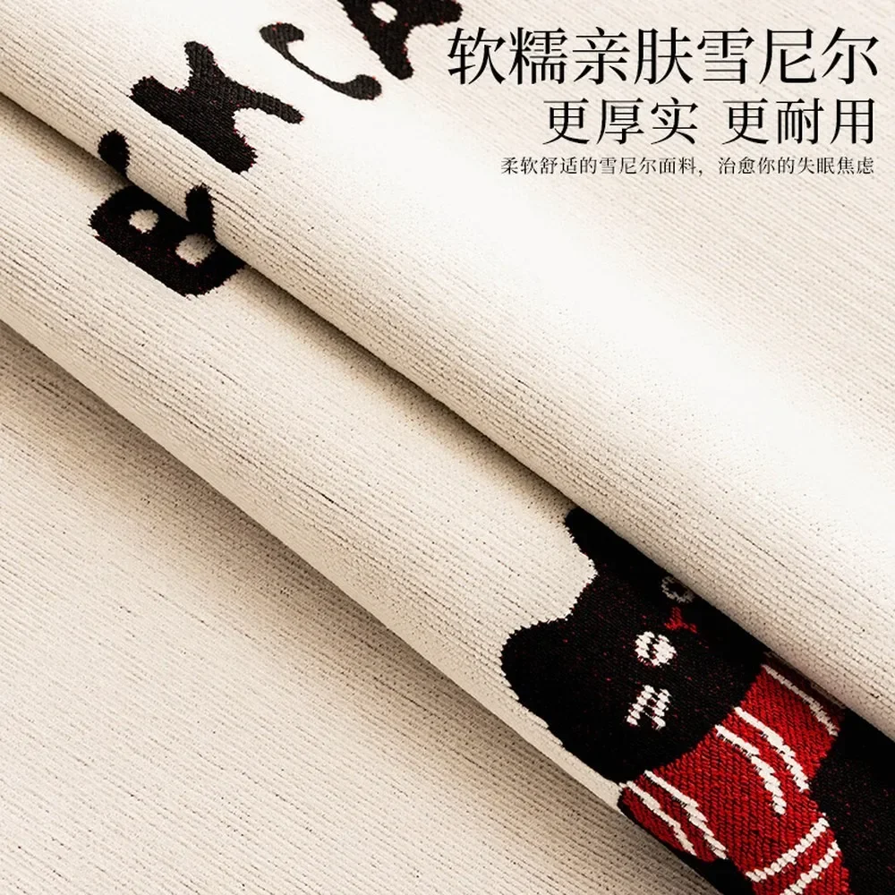 Cozy Chenille Cat Bed Headboard Cover, Non-Slip Scratch-Proof Soft Protector for Headboard, Cartoon Kitty Cushion Pad