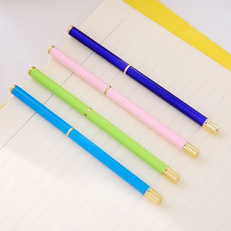 1-Piece Candy Color Slim Fountain Pen Fine Nib 0.5mm Gold Clip Metal Student Writing Ink Pens School Supplies Office Stationery