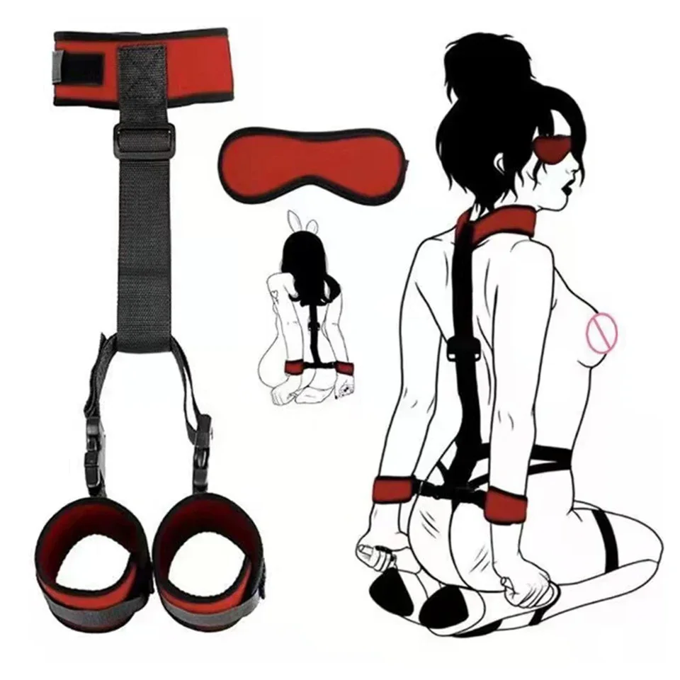 BDSM Bondage Kit Restraint Sex Toys for Couples Woman Sexual Handcuffs Ankle Cuffs Neck Collar Eye Mask Rope Adult Games