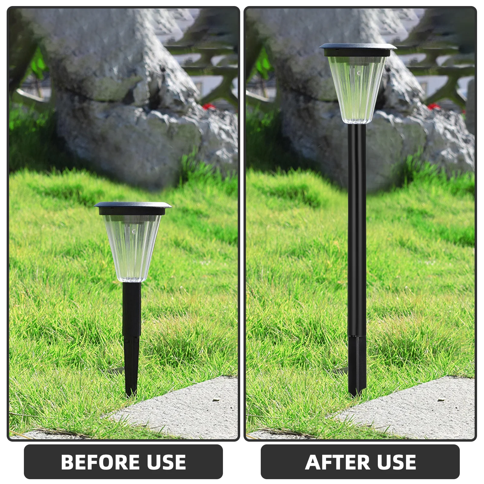 8 مجموعات من أوتاد استبدال الضوء الشمسي، مسامير أرضية بلاستيكية مقاومة للماء لمصباح الحديقة الخارجية وأضواء المسار التي تعمل بالطاقة الشمسية