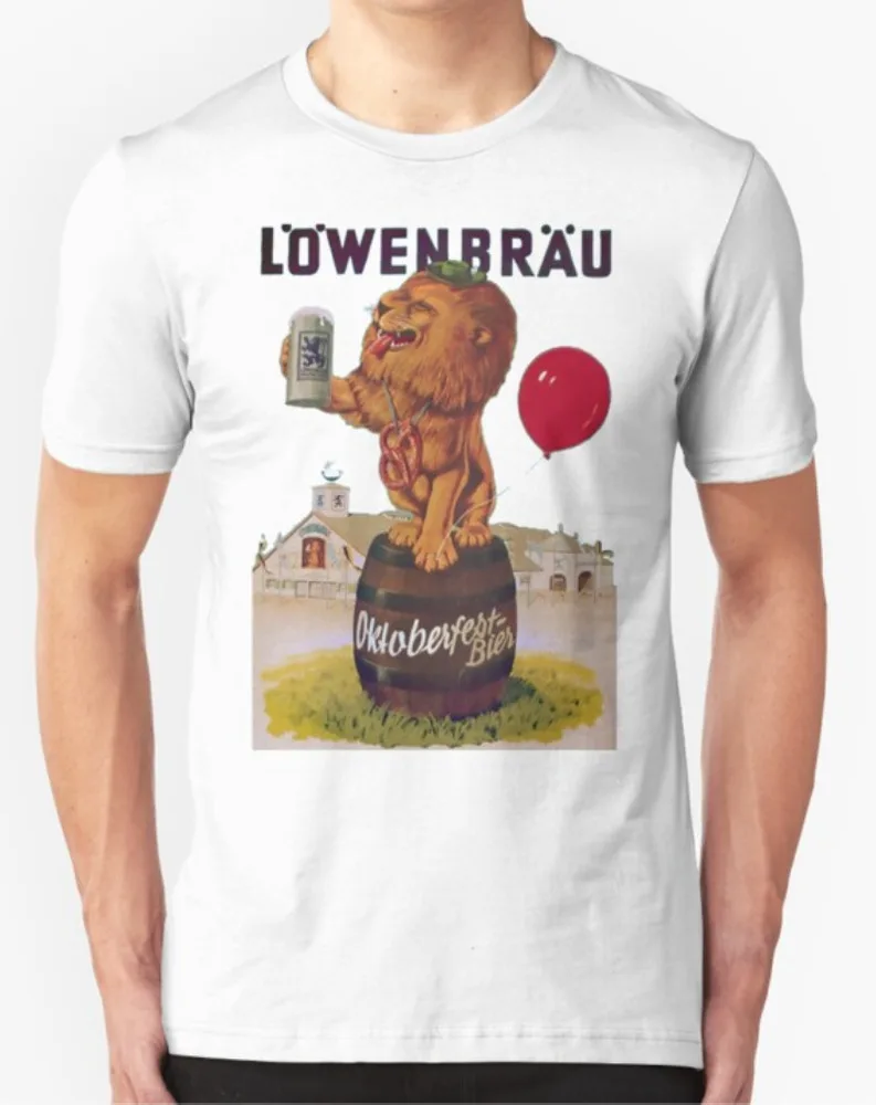 German Oktoberfest party with Lowenbrau Lion T Shirt Unisex