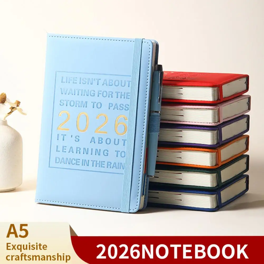 2026 Weekly Planner Daily Productivity Notebook With Monthly Layout Hardcover Organizer Morandi Color Leather For Work School