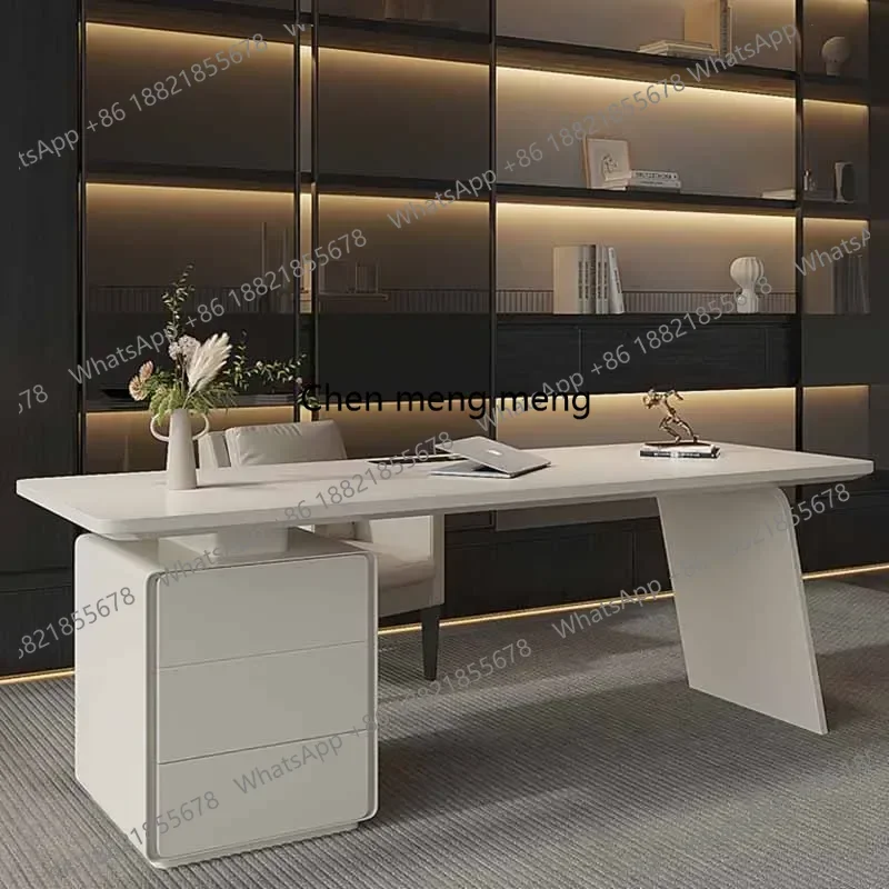 

Водонепроницаемый роскошный офисный стол-тумба, современный письменный стол для руководителя, компьютерный стол для учебы, белый, с местом для хранения, мебель для офиса