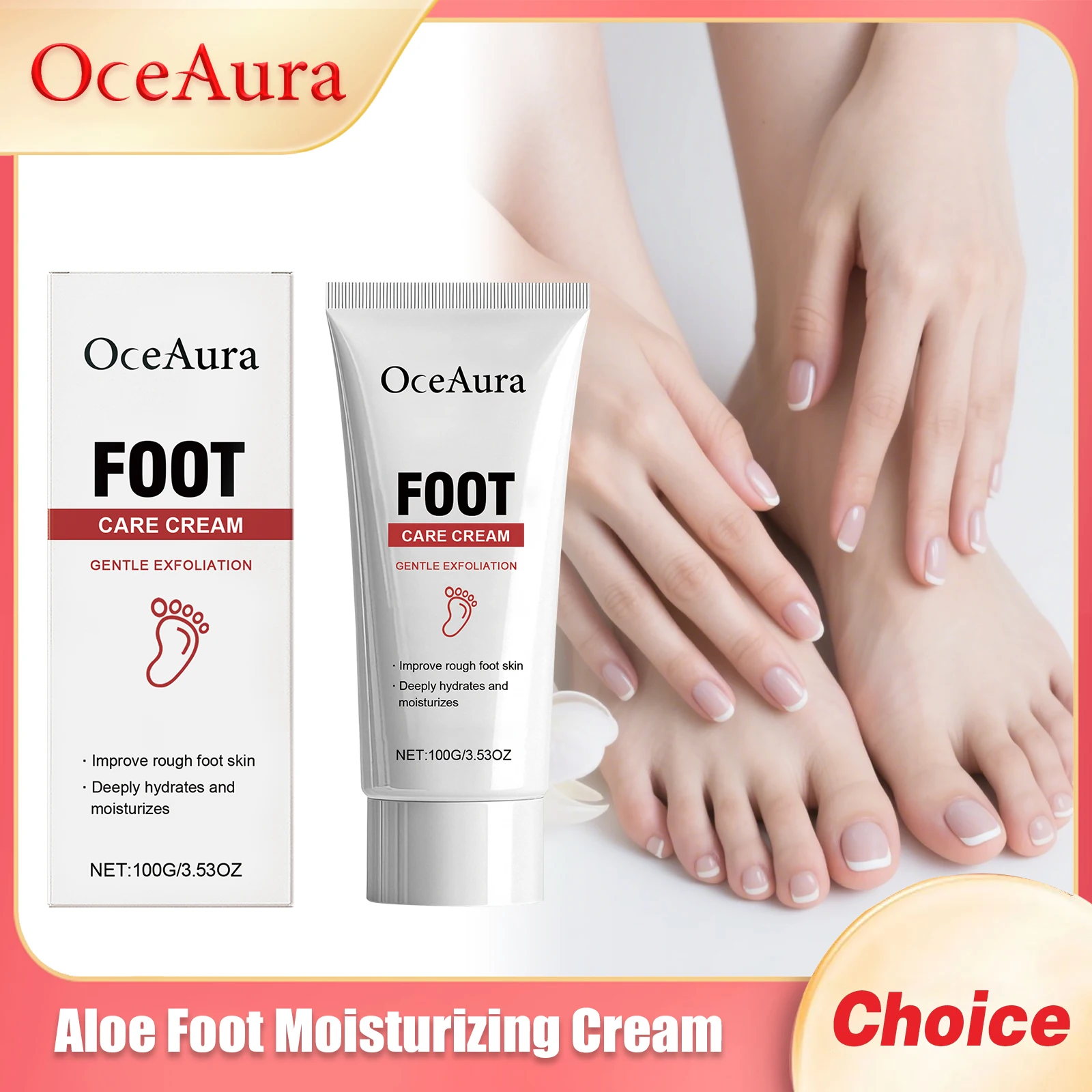 

OCEAURA Aloe Foot Care Cream Deeply Hydration Relieving Dryness Improving Roughness Brightening Epidermis Foot Nourishing Cream