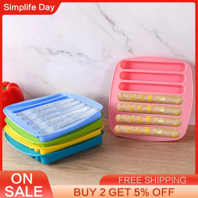 Molde de bandeja de hielo de silicona artesanal, molde de silicona para salchicha, jamón, perritos calientes, molde para galletas de dedo, molde para bañeras, herramientas para helados