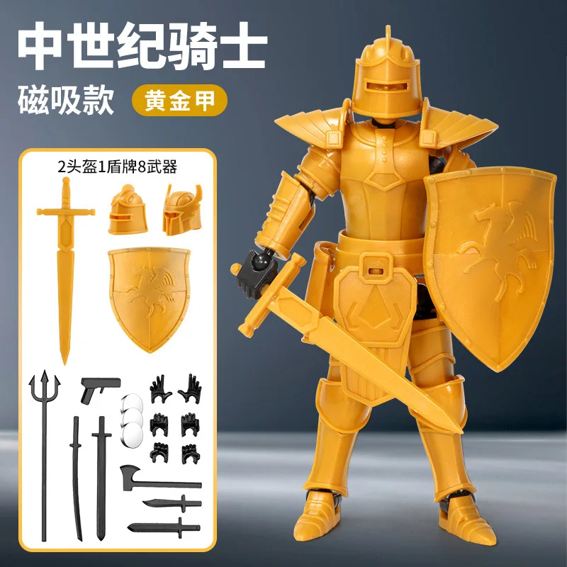 القرون الوسطى فارس الجندي 13 عمل أرقام ثلاثية الأبعاد مطبوعة متعددة المفاصل المنقولة محظوظ 13 عمل الشكل الدمية لتقوم بها بنفسك تجميع اللعب #6