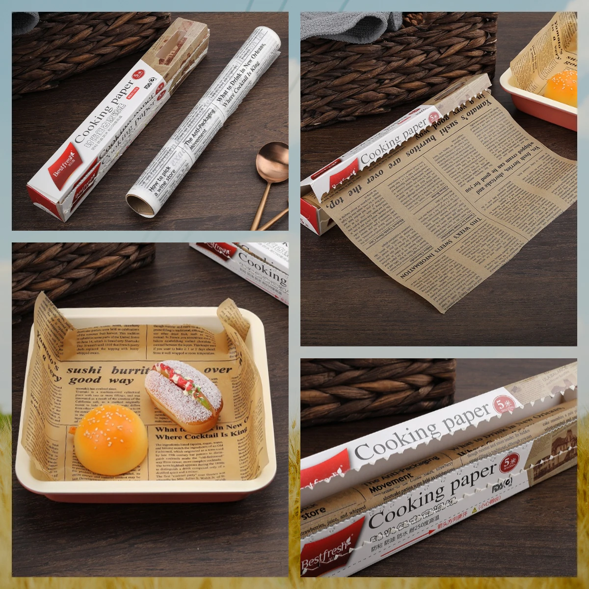 5M*30cm Parchment Paper Baking Tools Food Grade Grease Paper Bread Sandwich Burger Fries Wrappers Cookie Oilpaper