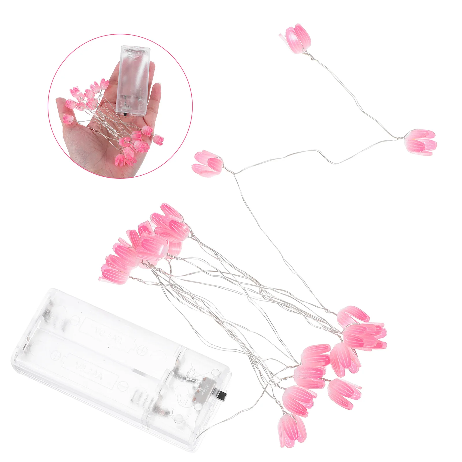 

Pink Tulip Lights 2M 20LED Copper String Light For Indoor Wire Flower Decor Indoor Birthday Party Wedding Festive