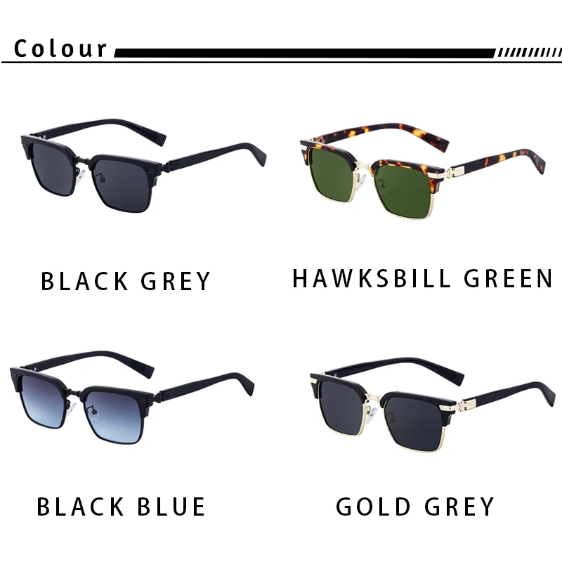 CATERSIDE Punk Quadratische Sonnenbrille Herren Metall Halbrahmen Mode Damen Sonnenbrillen Reise Party Business UV400 Marken-Brillen – Detail 5
