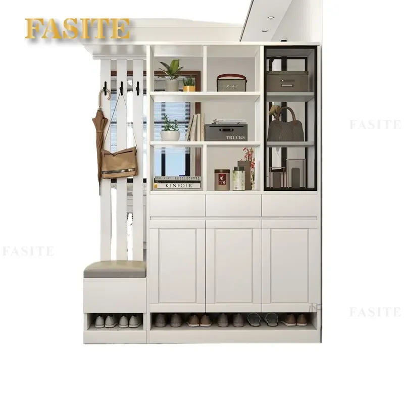 For Modern Simple All Solid Wood Living Room Partition Cabinet Double Sided Entrance Shoe Storage Integrated Screen Wine