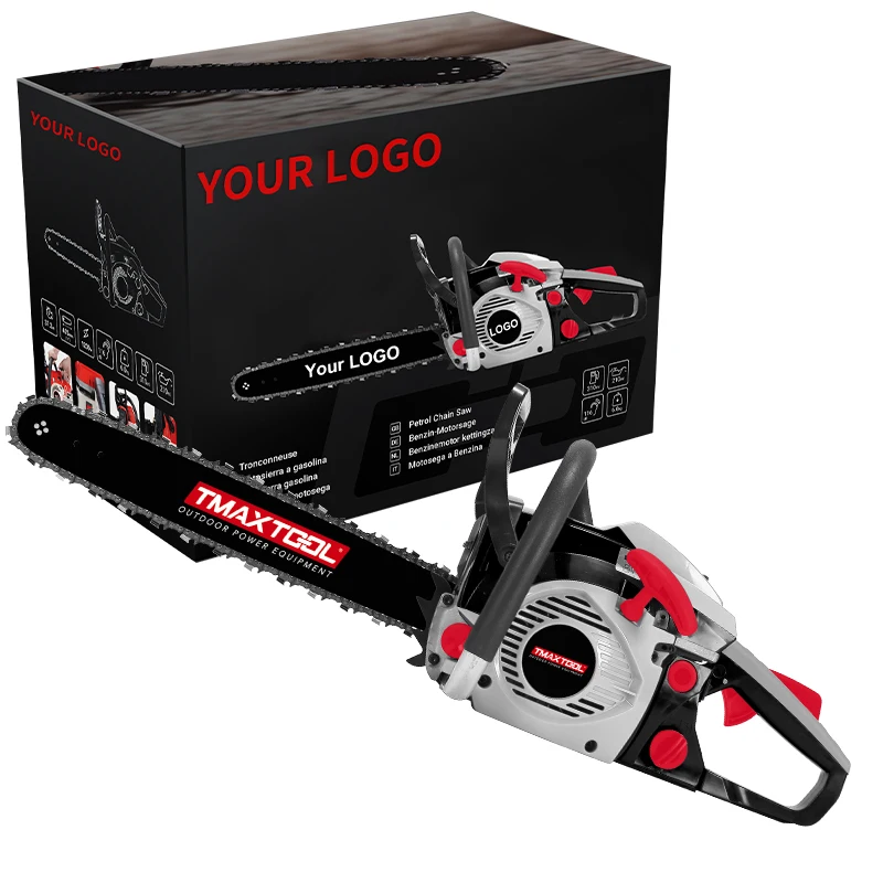 Power Professional Industrial Grade 63cc Petrol Fuel Chain Saw With 16''-24'' Bar Guide for Wood Cutting