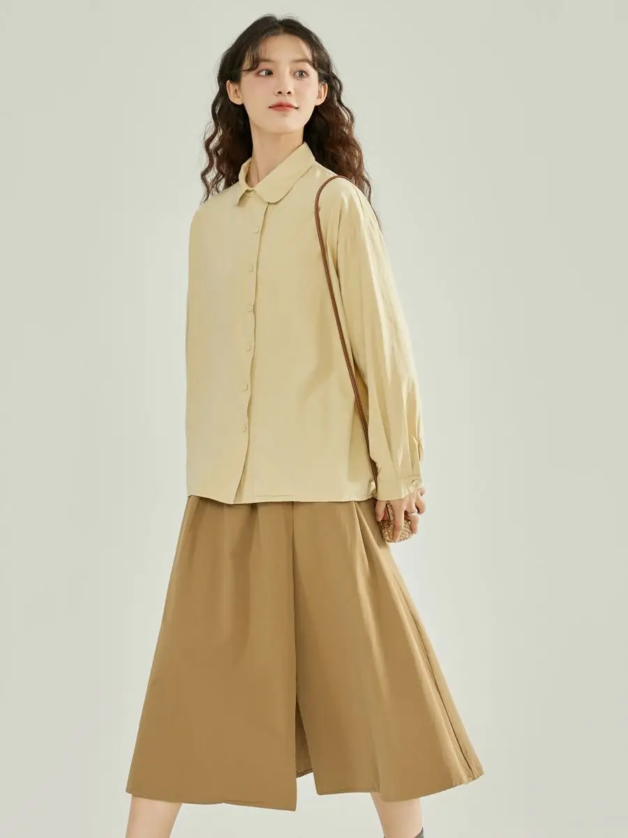 Korea 3-piece Retro Shirt Vest Skirt College Style Casual Versatile Slimming Girly Style Solid Color Fashion Simple Commuting