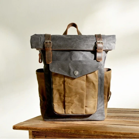 

Men Canvas Backpack Large Capacity Durable Outdoor Mountaineering Travel Bag