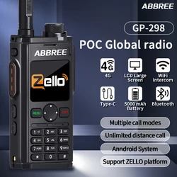 ABBREE GP-298 POC 네트워크 워키토키 젤로 글로벌 POC 다중 통화 모드, 4G SIM 카드, 안드로이드 블루투스 와이파이 장거리 라디오