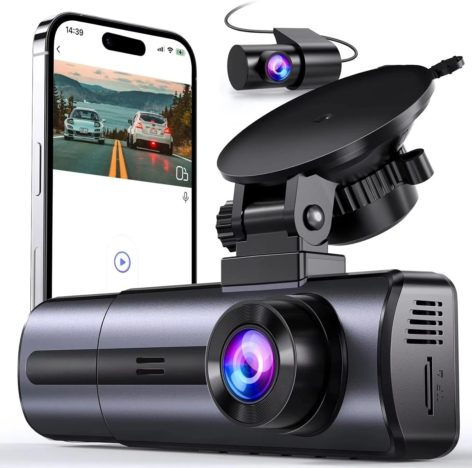 Hot Selling High-Quality 4K 3 Channel Car Camera Universal Dash Cam Night Vision Driving Recorder with Rear Camera Car Black Box