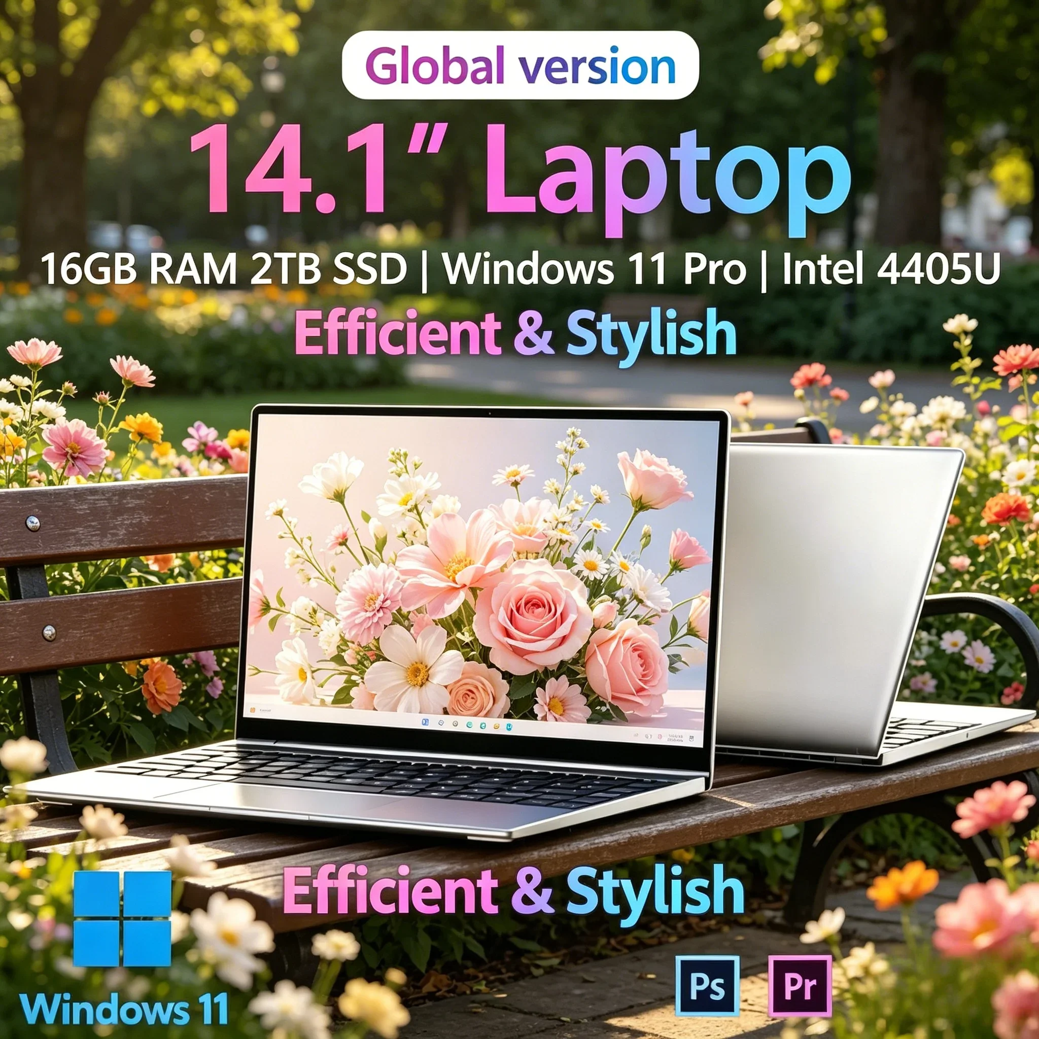 

14.1'' Slim Lightweight Notebook Intel 4405U Processor 16GB Large RAM 2TB Big Storage Home Work Laptop