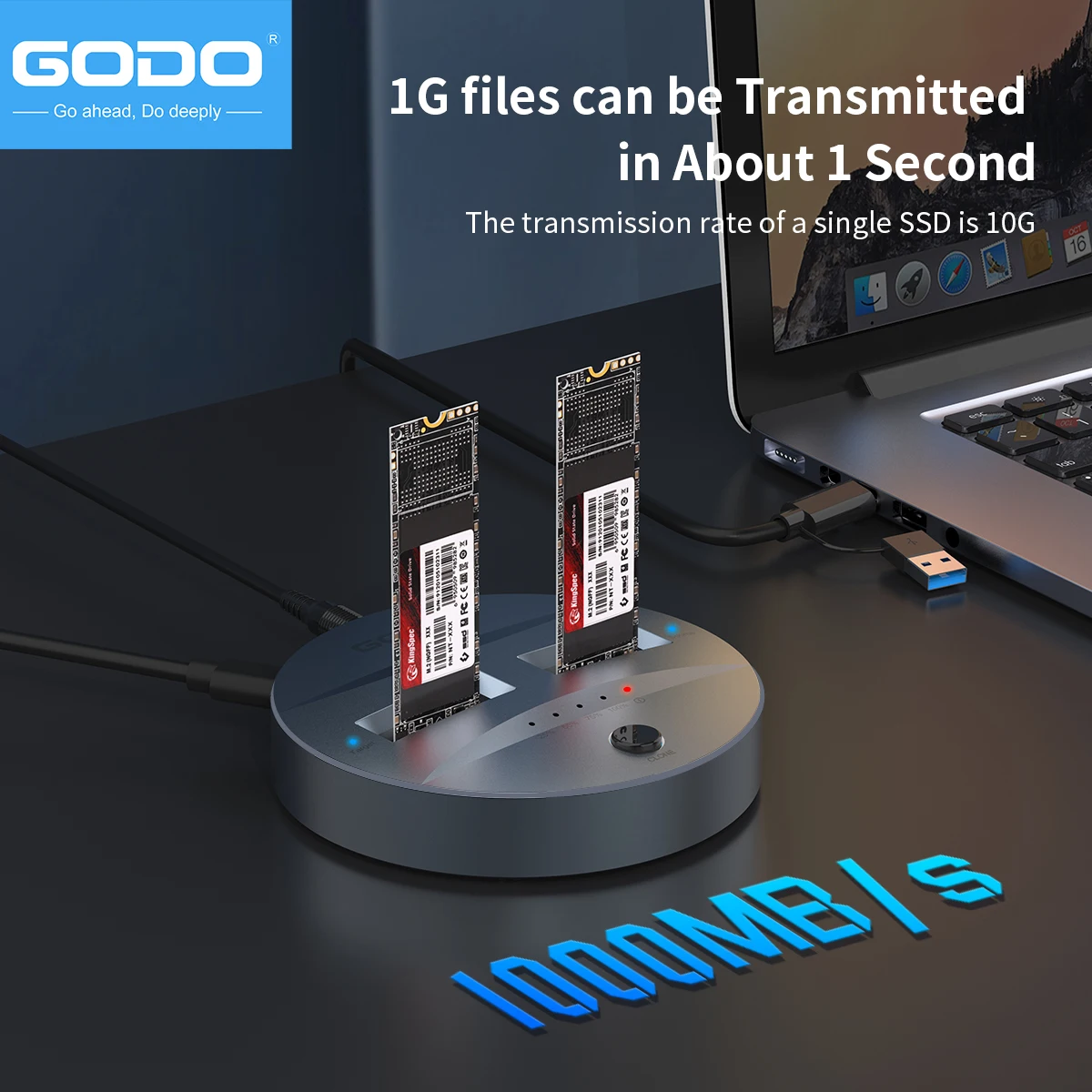 Imagem -02 - Godo-estação de Docking Clone Offline Dual-bay Usb c para Nvme Duplicador Sata M.2 Chave m2 Ssd m e Chave b Mais m Discos Rígidos