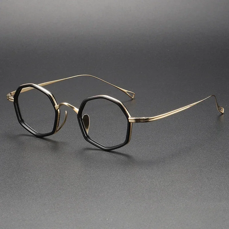 

Japanese Handamde Designer Women Prescription Titanium Octagonal Glasses Frames Acetate Retro Myopia for Men Reading Eyeglasses