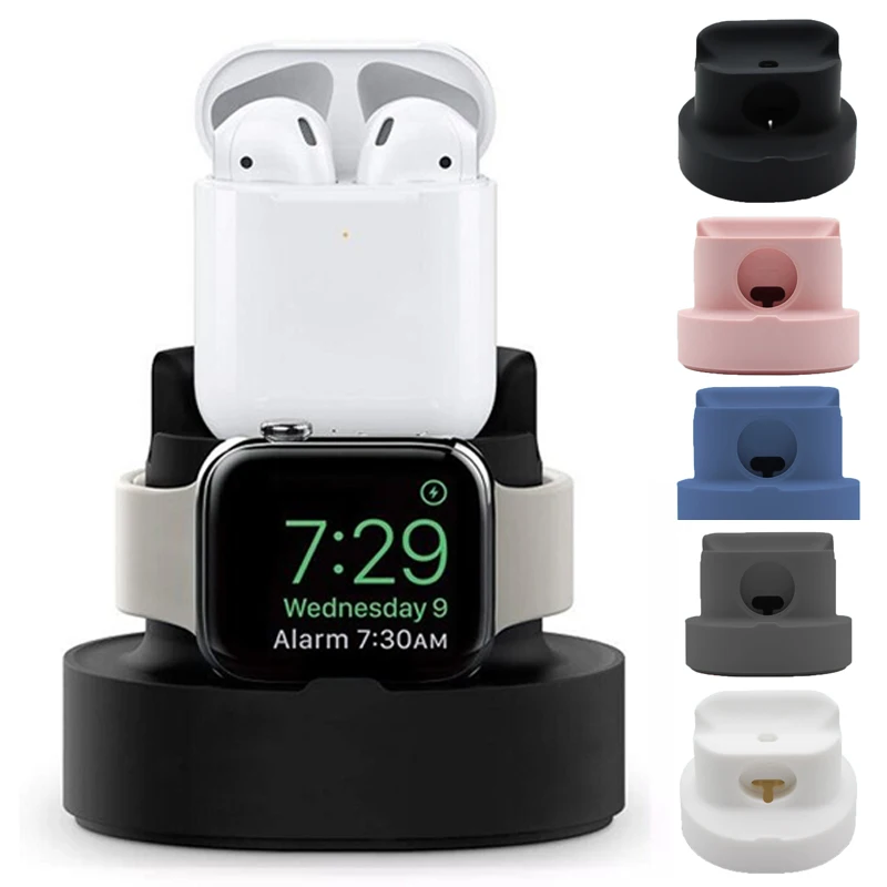 2 in 1 Silicone Charging Stand for Apple Watch Iphone for Airpods Base Wireless Charger Holder for Iwatch Dock Smart Accessories