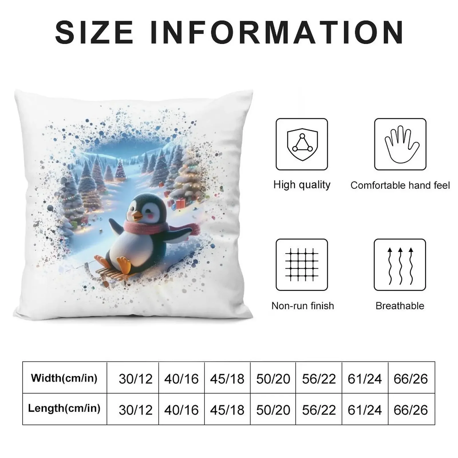 Festive Penguin sledding on a snow-covered hill Throw Pillow Christmas Covers pillow cover luxury Custom Cushion pillow