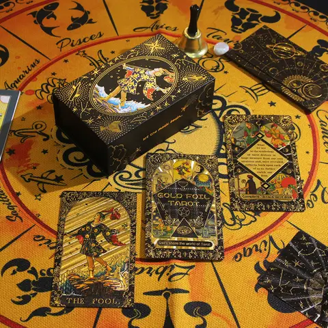 1 Box Of Glass Black Golden Sun Foil Tarot Cards with Plastic PET