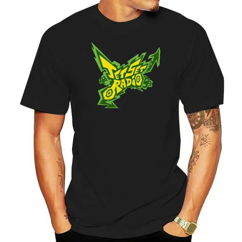 

New Jet Set Radio Logo Anime Cartoon Game Men Black T-Shirt Size S To 3XL New Metal Short Sleeve Casual T Shirt Top Tee