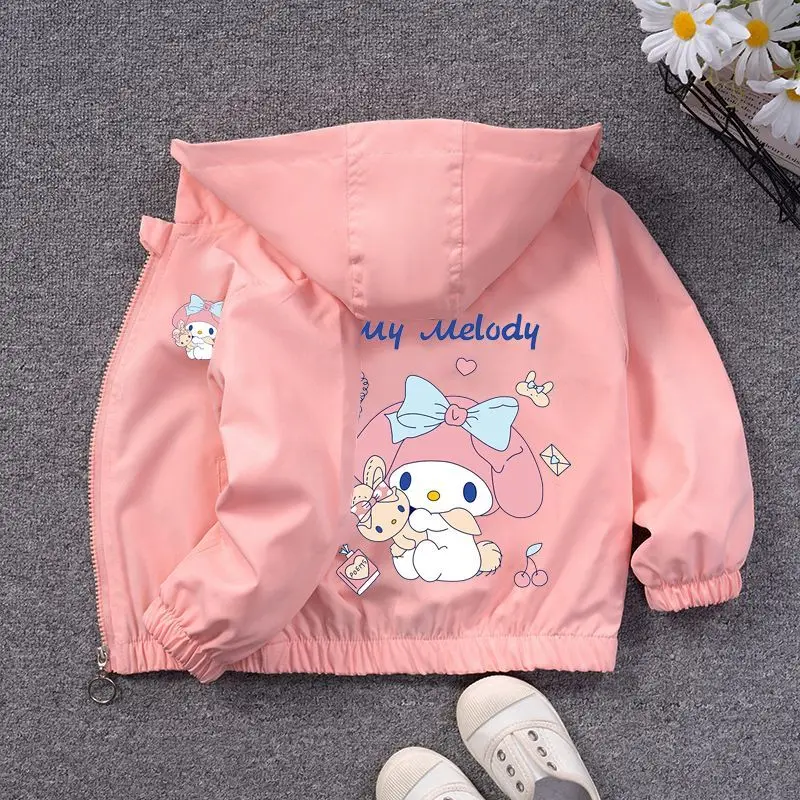 

Kawaii Kuromi My Melody Sanrio Student Cartoon Cute Jacket Children Comfortable Long Sleeved Coat Windbreaker Gift for Girls