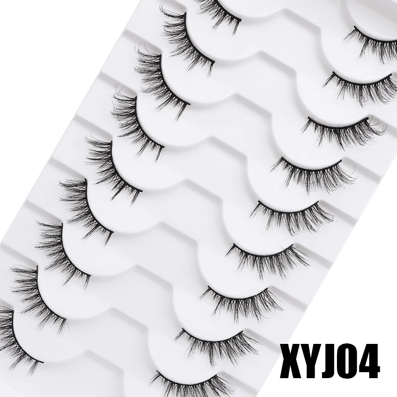 DINGSEN 10 Paar Natürliche Wimpern Halblange Katzenaugen-Wimpern 3D Kunstnerz Flauschige Wimpern Flügelige Falsche Wimpern – Detail 11