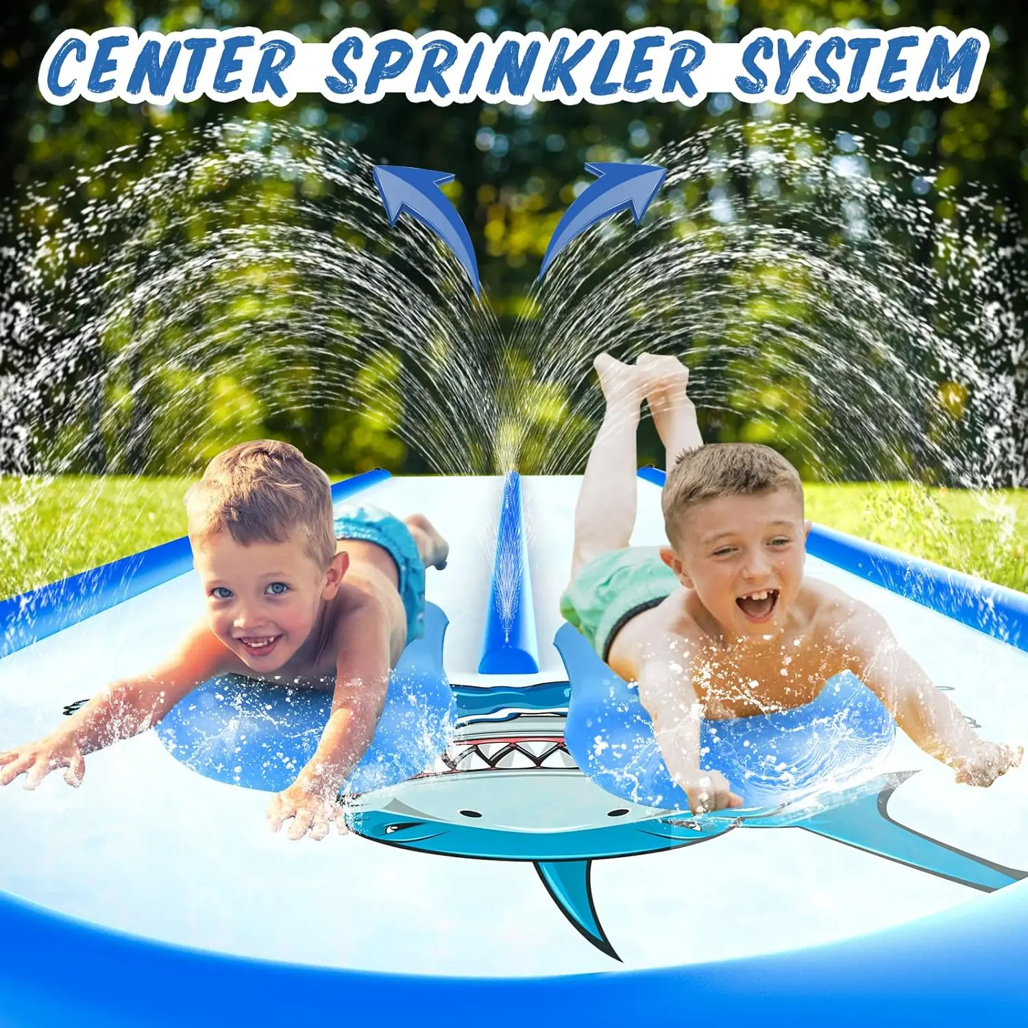 Slip and Slide Lawn Water Slide avec 2 panneaux de tambours, 30ft Slip n Slide, RapDuty Double Lane for Kids Backyard Games with Sprinkl