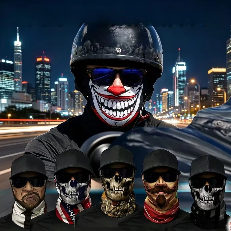 

Breathable Quick-Dry Balaclava Motorcycle Head Cover Thin Unisex Cycling Halloween Clown Skull Mask Breathable Ski Face Mask