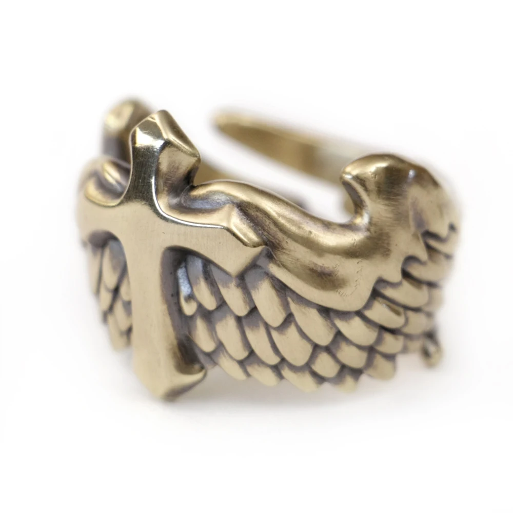 Solid Brass Flying Cross Wing Charms Fashion Ring BR450 US Size 6~15