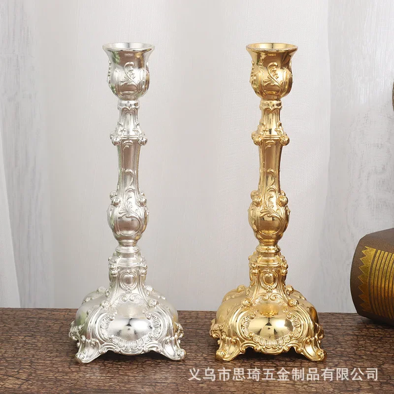 European Retro Zinc Alloy Candle Holder Ornament, Hotel Home Handicraft Candle Holder