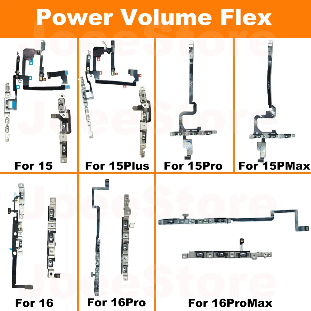 

1pcs Power Volume Button Mute Switch Flex Cable for iPhone 15 16 Pro Max Plus Volume Button Control Cable Repair Part