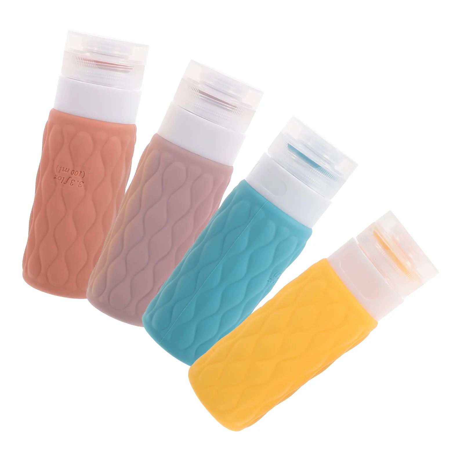 

4pcs 100ml Travel Bottles Silicone Shampoo Conditioner Empty Squeeze Portable Toiletry Containers Storage Bag