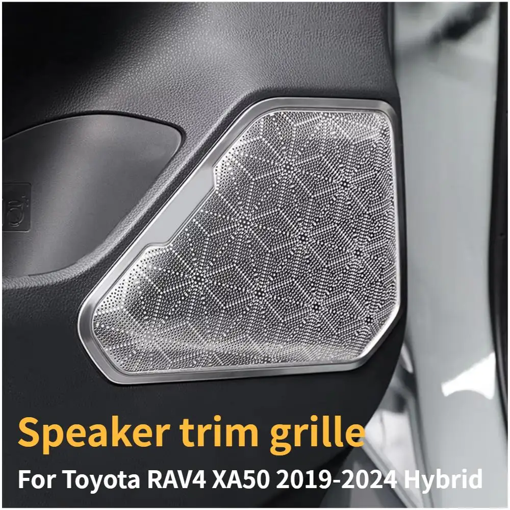 Car Upgrade For Toyota Rav4 XA50 2019-2025 Door Audio Speaker Trim Cover Stainless Steel Accessory Silver Black