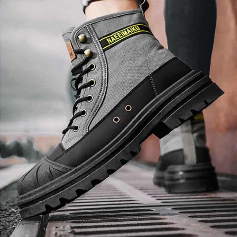 Men's Shoes 2024 New Autumn and Winter Breathable High-top Boots for Men Thick-soled Canvas Casual Shoes Classic Design Walking