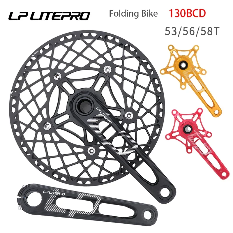 

LP Litepro Folding Bicycle Crank 170MM aluminum Hollow Integrated 53T 56T 58T Single Chainring 130BCD Bike Chainwheel Crankset