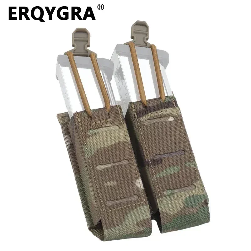 ERQYGRA Tactical Double Pistol Mag Pouch Molle System Paintball Accessories Waist Bag Hunting Gear CS Wargame Shooting Equipment