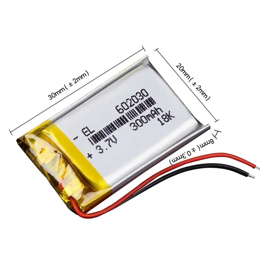 3.7V 300mAh 602030 batteria agli ioni di litio ai polimeri di litio per cuffie mouse avto registratora videoregistratore-mouse trovato Bloody R7
