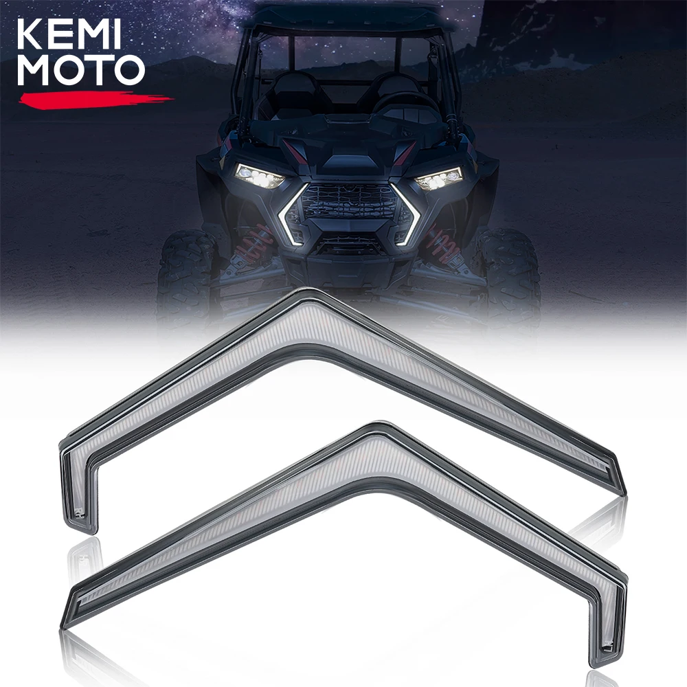 KEMIMOTO UTV #2884871 IP67 LED Front Light Assembly Turn Signal Fang Lights Compatible with Polaris RZR XP 1000 Turbo 2019-2025